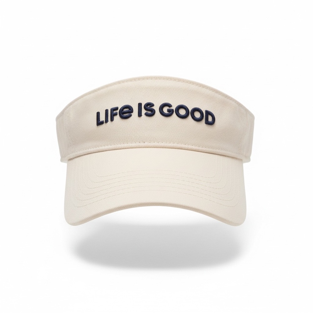 Life Is Good White Cotton Visor Embroidered Logo Adjustable NWT Tennis Golf